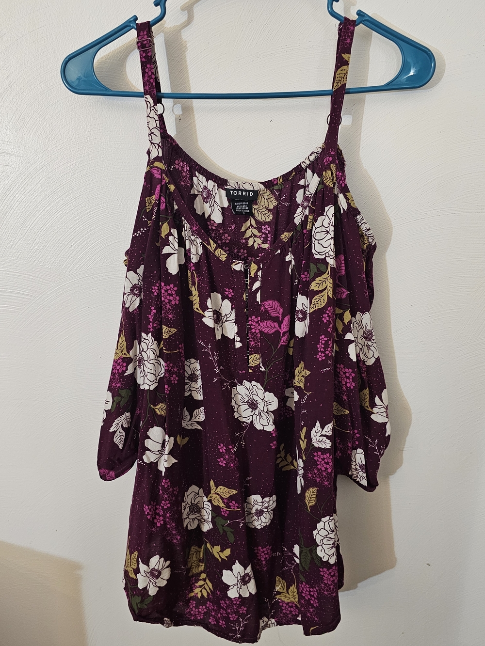Torrid Plum Floral Cold-Shoulder Tank Top